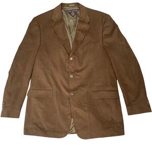 Vintage Tommy Hilfiger Velvet Blazer Mens 44L Brown Single Breasted Made USA *